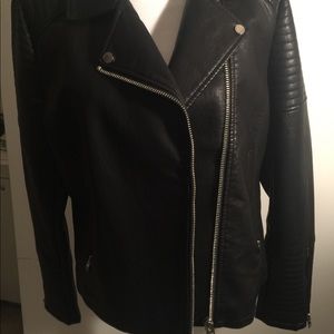 Topshop Black Rosa biker Jacket size US10 NWT